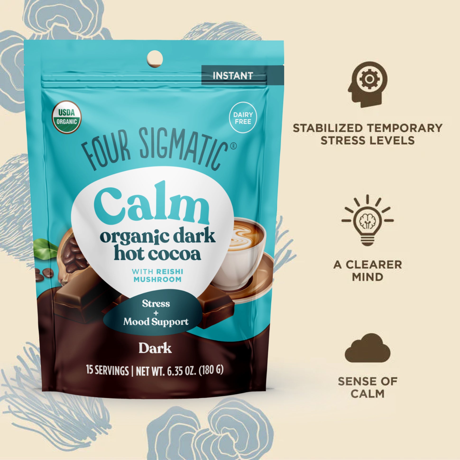 Calm Organic Dark Hot Cocoa Multi-serve - 6 pack