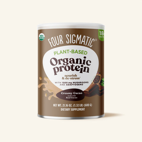 Organic Plant-Based Protein with Mushrooms - Creamy Cacao (6 canisters)