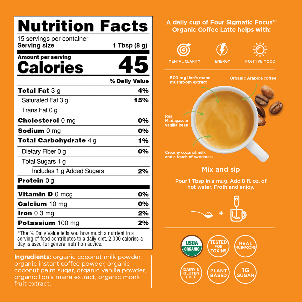 Focus Organic Coffee Latte - Vanilla (6-Pack)