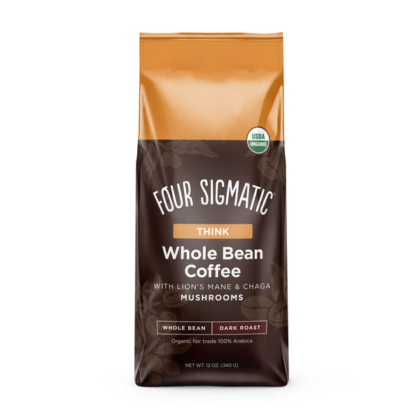 Think Whole Bean Organic Coffee with Lion's Mane & Chaga Mushrooms (8 pack)  NEW